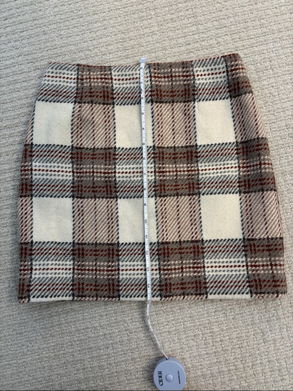 H&M Plaid Mini Skirt in Cream and Brown